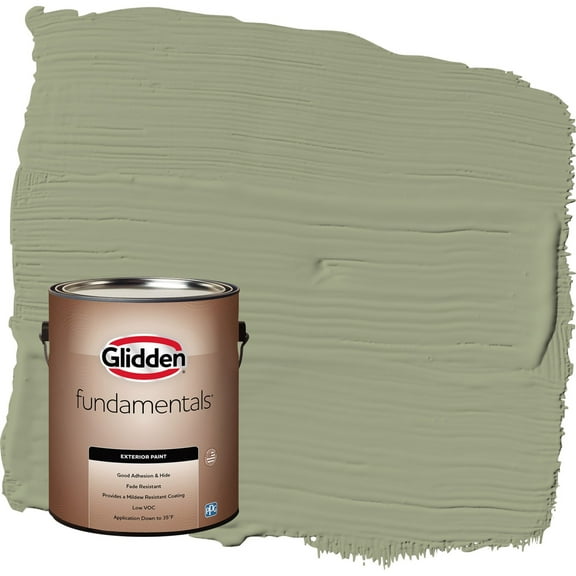 Glidden Fundamentals Zebra Grass / Green Satin Exterior Paint, 1 Gallon