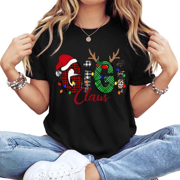 Women's "Jesus Is the Reason" Christmas Cross Print Long Sleeve Top, Red Black Plaid Casual Festive Holiday Shirt