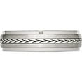 thumbnail image 3 of Stainless Steel With Sterling Silver Braid Inlay Brushed/Polished 6mm Band (Size 9.5) Made In China sr464-9.5, 3 of 5