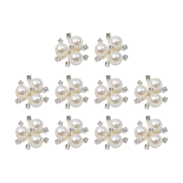 Abbracc 10 Pieces Flatback Rhinestone Beads Buttons Button Rhinestone for Jewelry Making Argent