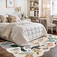 thumbnail image 2 of 5x7 Living Room Area Rugs: Washable Floral Non-slip Rug For Bedroom Dining Ultra Soft Carpet Kitchen Home Office Farmhouse Thin Floor Mat Teen And Dorms(5x7 Cream), 2 of 7