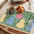 thumbnail image 3 of Green Gourd Placemats Set of 6 Modern Abstract Art Floral Place Mats Indoor Wipeable Table Mats Washable Cloth Dining Table Placemats for Kitchen Holiday Party Home Decor 13x19 Inch, 3 of 9