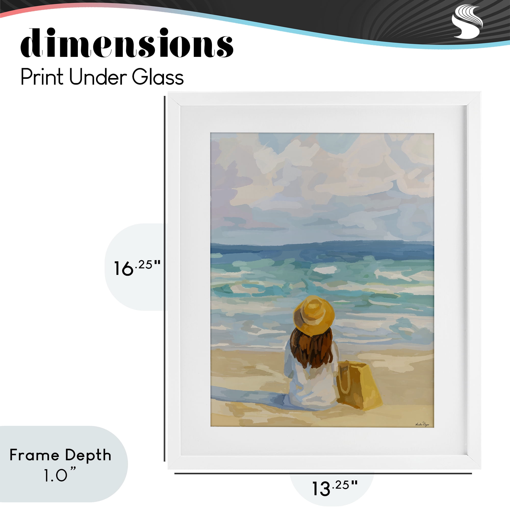 Stupell Industries Peaceful At The Beach White Framed Print Under Glass, design by Amelia Noyes