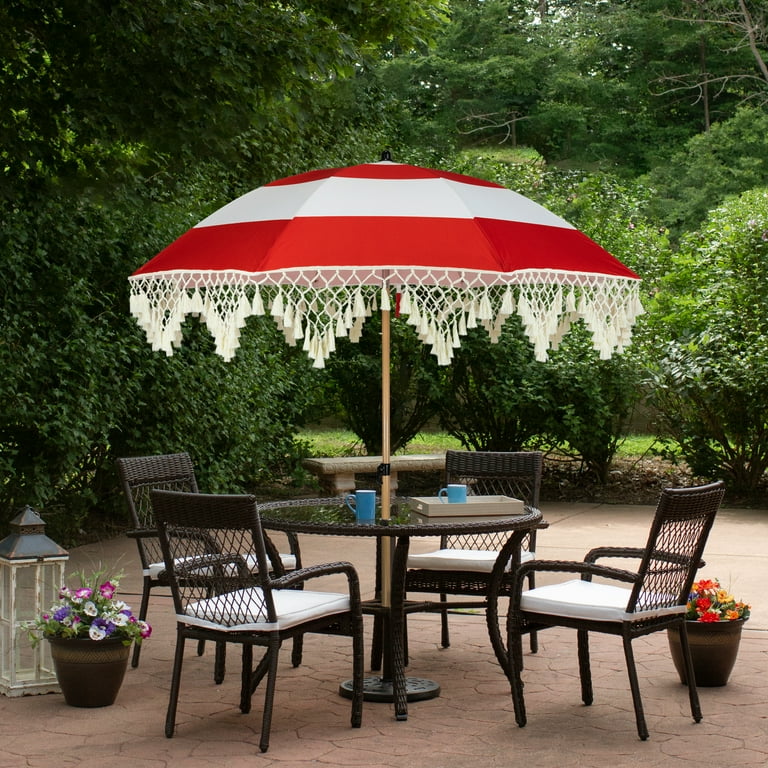 amazon red and white patio umbrella 6 Ft Italian Acrylic Striped Umbrellas This decorative replacement umbrella stand is the perfect blend of style and durability Patio Umbrella (Red and White