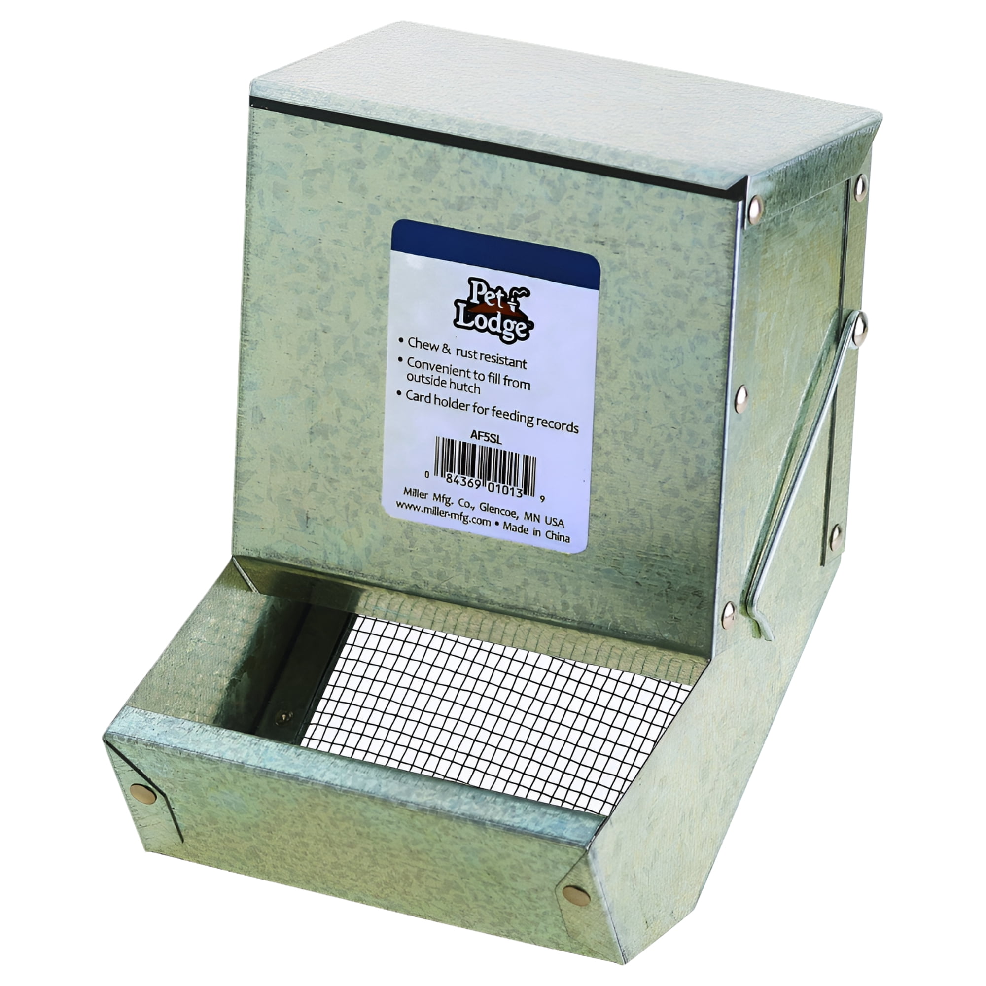 Pet Lodge Galvanized Steel Rabbit Feeder Silver 7 in. H X 5 in. W X 5 in. D