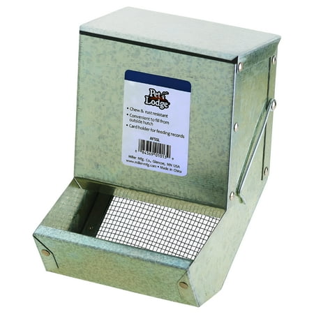 Pet Lodge Galvanized Steel Rabbit Feeder Silver 7 in. H X 5 in. W X 5 in. D