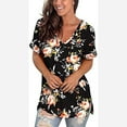 thumbnail image 3 of Womens Tops Summer 2022,Summer Floral Tops for Women Classic V Neck Tshirts Short Sleeve Cute Tops Casual Loose Tunics Blouse, 3 of 5