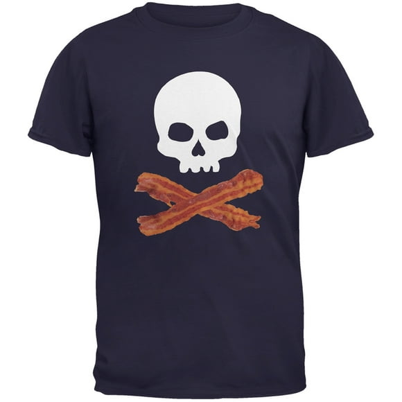 T-Shirt Jeunesse Bleu Marine à Tête de Mort et Os Croisés Bacon