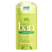 Ban Anti-Perspirant Deodorant Invisible Solid Unscented 2.60 oz 3-Pack