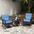 thumbnail image 2 of Gymax 3 Piece Outdoor Rocking Set Rattan Rocker Chairs w/ Tempered Glass Coffee Table, 2 of 10