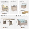 thumbnail image 3 of MEISSALIVVE 7 Pieces Patio Furniture Set with Dining Table, Outdoor Wicker Conversation Set with 2-Seat Sofa, Wicker Armrest Swivel Chairs, 2 Ottomans, Blue, 3 of 9