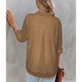 thumbnail image 1 of Blouse, Long Sleeves Stylish Polyester Women Casual Shirt Breathable Button  For Dating Brown S, 1 of 4