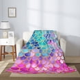 thumbnail image 4 of PHELIKA Colorful Mermaid Scales 01 All Season Soft Throw Blanket Lightweight Flannel Fleece Blankets 50"x40", 4 of 8