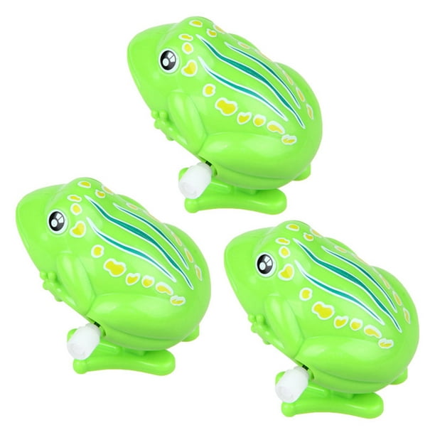 Wind Up Frog 3pcs Plastic Bouncy Children Frog Toy Chain Clockwork Frog  Toys Kids Funny Gift (Green)