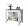 thumbnail image 4 of Dtwnek Kitchen Island with Open Storage Shelf, White + Brown, 4 of 6