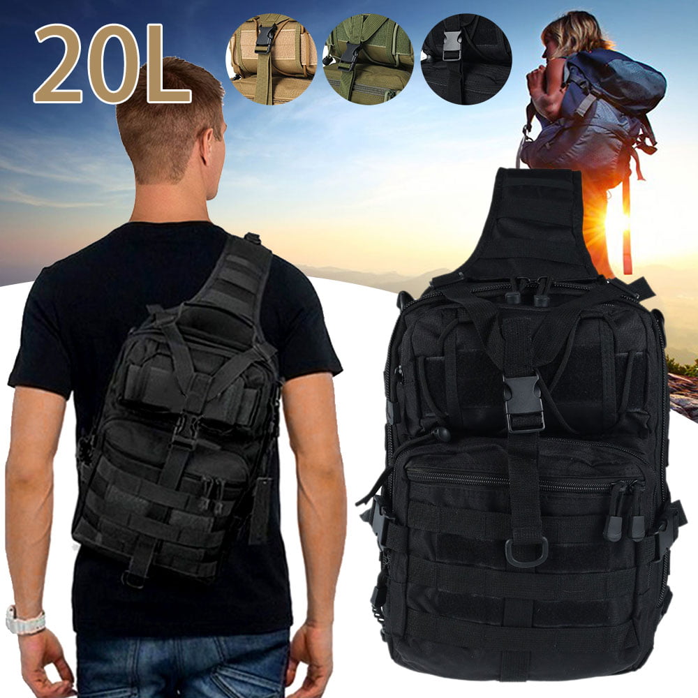 20L Tactical Sling Military Molle Assault Pack Bag Backpack Hiking Outdoor Black 