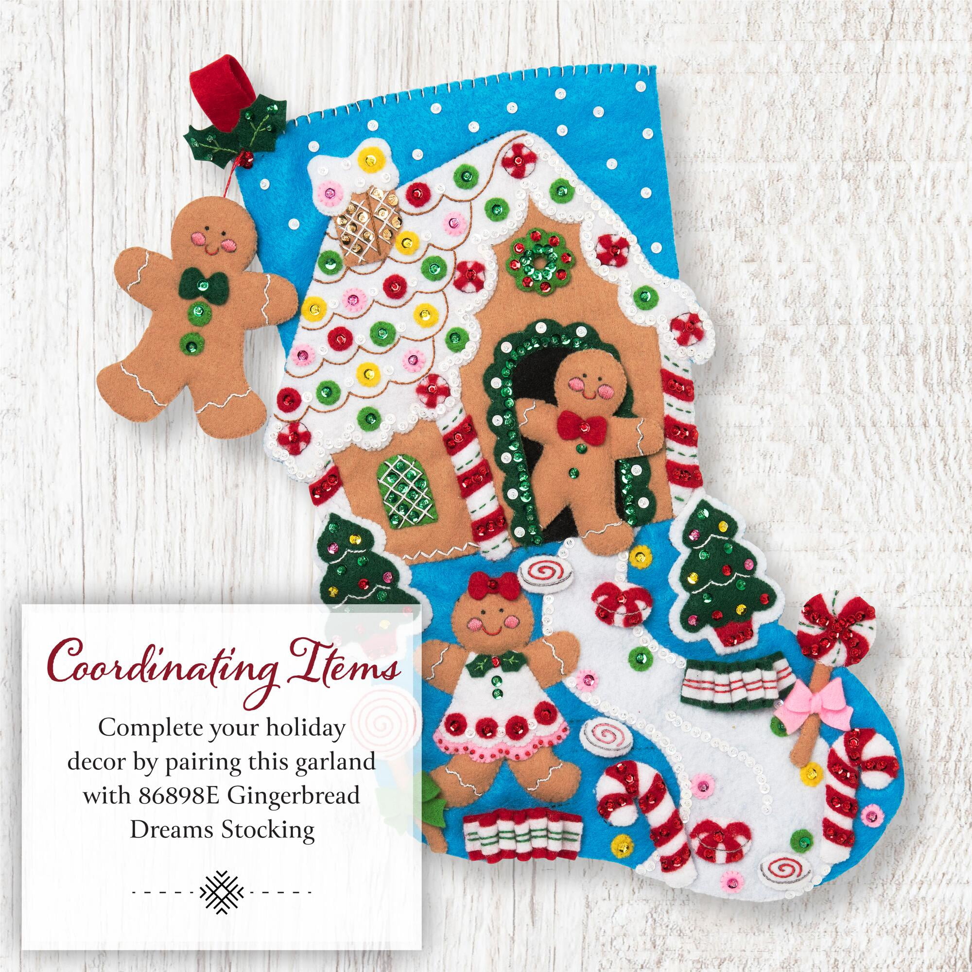 Bucilla Gingerbread Treats 4 x 33 in Felt Applique Garland Kit