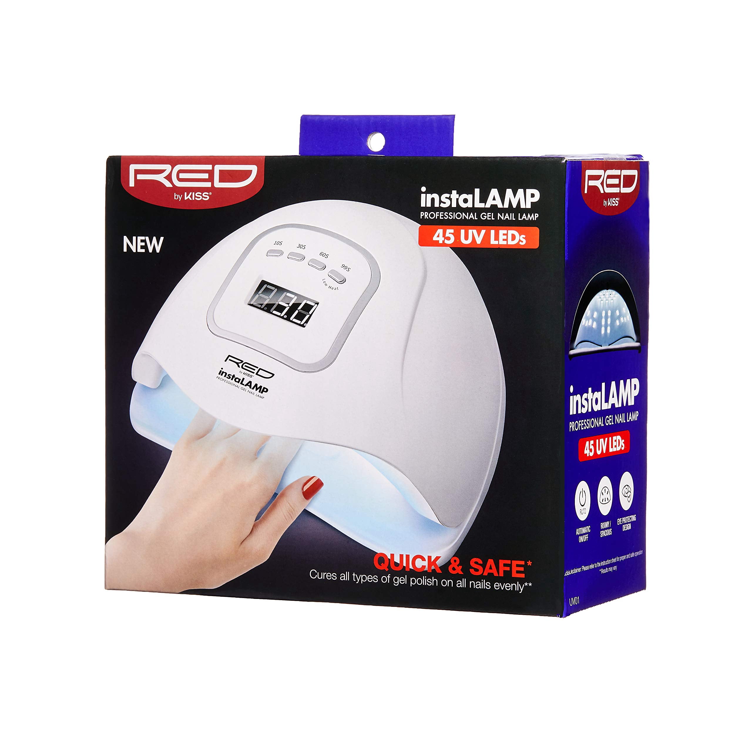 Red by Kiss instaLAMP Professional Gel Nail Lamp 45 UV LEDs with 4