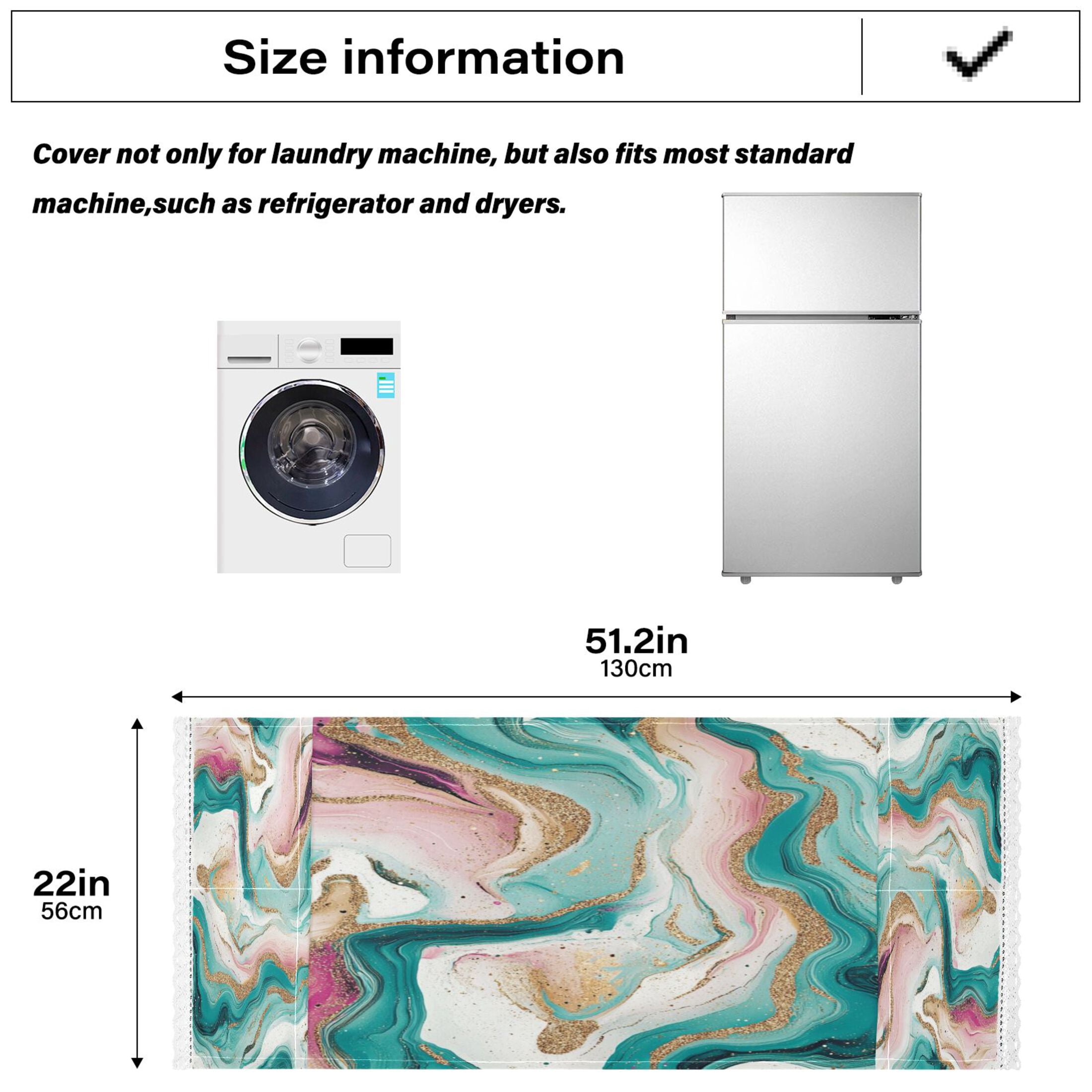 Dustproof Washing Machine Cloth Washer and Dryer Top Covers, Fridge Dust Cover, With Storage Bags Teal Swirling Marble Pattern