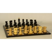 Angle View: Old Russian Knight Style Black & Natural Boxwood on Black & Birdseye Maple veneer Chess Board