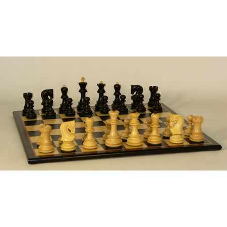 Old Russian Knight Style Black & Natural Boxwood on Black & Birdseye Maple veneer Chess Board