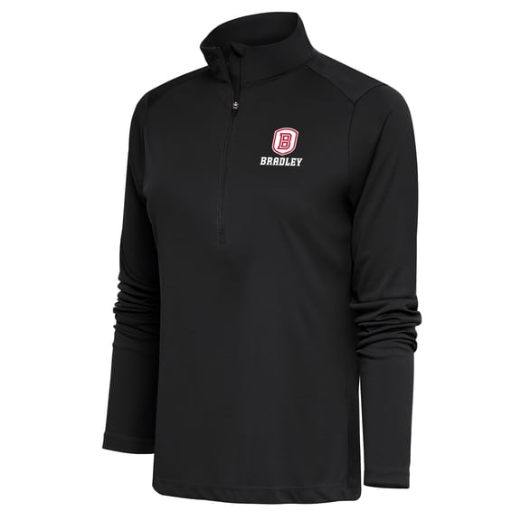 Women's Antigua Black Bradley Braves Tribute Digital Thermal Half-Zip Pullover Top