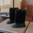 thumbnail image 5 of Willtoo Girls Mid Calf Boots Winter Round Toe Slip On Fuzzy Snow Boots Fashion Casual Cold Weather Walking Shoes for Daily Wear, 5 of 6