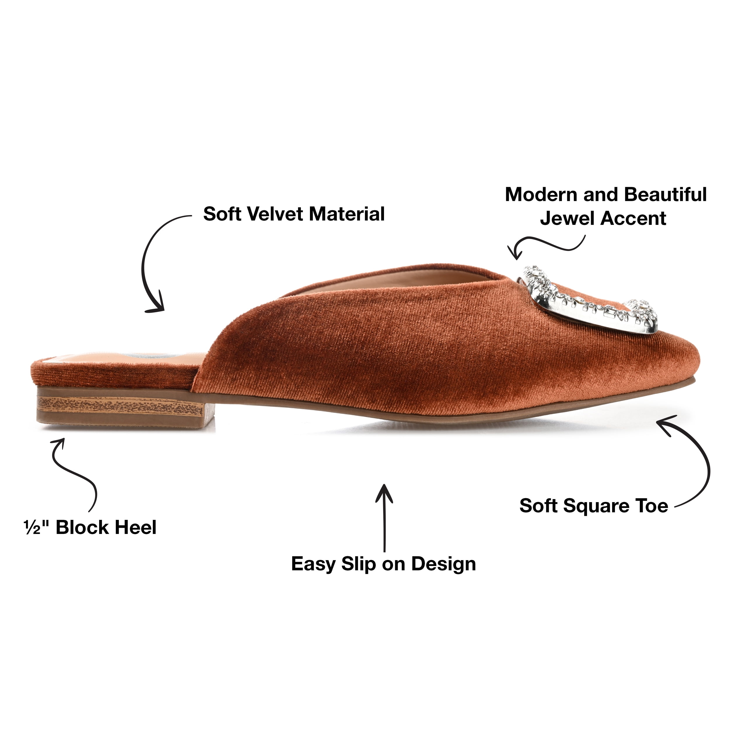 Journee Womens Sonnia Mules Square Toe Slip On Evening Dress Flats