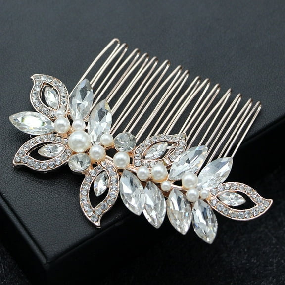 Toyvian Bridal Hair Comb with Rhinestone Crystals for Elegant Wedding Decor