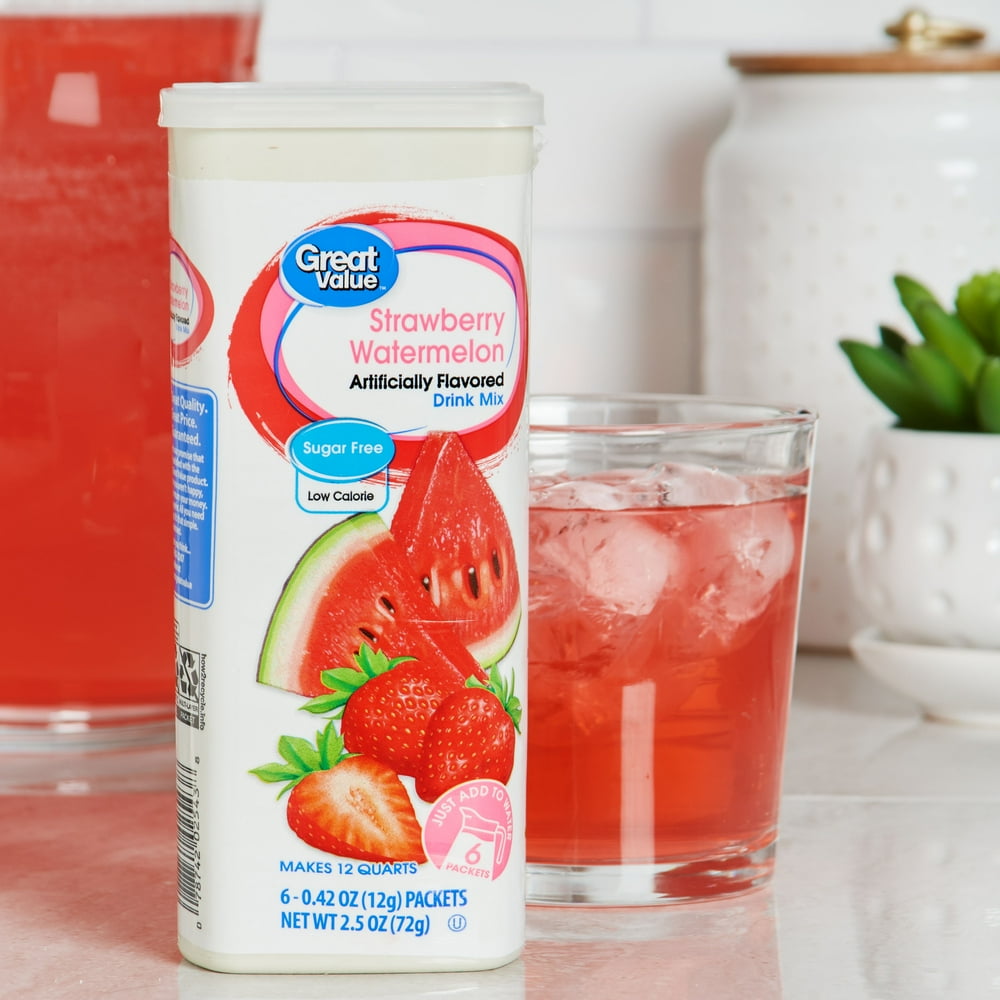 Best Low Calorie Drink Mix (18 Packets) Great Value Strawberry Watermelon Sugar-Free Drink Mix