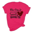 thumbnail image 4 of ICHUANYI Women's T-shirt Valentine's Day Letter Print Shirts Short Sleeve Crew Neck Tops Cloth New Trending, 4 of 5
