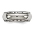 thumbnail image 3 of Mens 8mm Textured Edge Stainless Steel Wedding Band Ring, 3 of 4