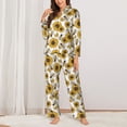 thumbnail image 3 of Wukai Sunflowers and Bees Print Women's Pajama Set - Soft Long Sleeve Sleepwear for Comfort and Style-XX-Large, 3 of 9