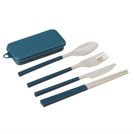 

Wheat Straw Folding Combination Portable Outdoor Travel Tableware Student Set Dark Blue