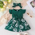 thumbnail image 2 of NOLDARES Girls Dress Short Sleeve Solid Color Tunic A-Line Tiered Swing Dress Cute Summer Party(Green,3-6 Months), 2 of 9
