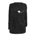 thumbnail image 4 of IROINNID Fall Shirts for Women Long Sleeve Tops Winter Warm Loose Fit Solid Plush Crewneck Long Pullover Thermal Fleece Tops with Pocket,Black, 4 of 4