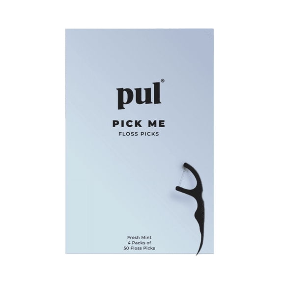 PUL Dental Floss Picks, Biodegradeable Plant Based Floss Sticks with Mint Floss, 200 Count