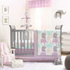The Peanut Shell 4 Piece Baby Girl Crib Bedding Set - Little Peanut Lilac and Gold Elephants - 100% Cotton Fabrics