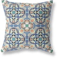 thumbnail image 1 of Clover Feuille Florale Intérieur/extérieur Tissu Oreiller avec Zip -Bleu Violet Pêche 16", 1 of 4