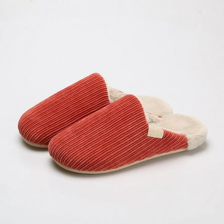

CoCopeanut Solid Corduroy for Warmth Design Women s Slippers Home Soft Comfortable Non-Slip Thick Bottom Leisure Retro Couple Slippers
