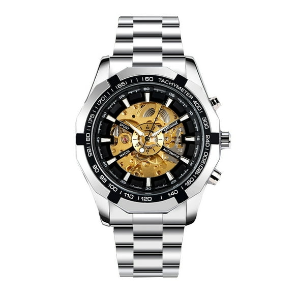 1 unid casual reloj de moda reloj de esqueleto mecánico reloj luminoso para hombres