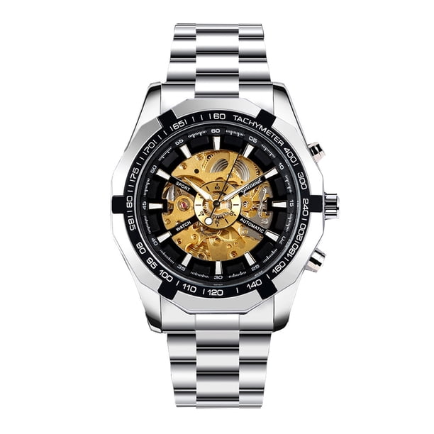 1 reloj de moda informal, reloj mecánico con esqueleto, reloj luminoso para hombre.