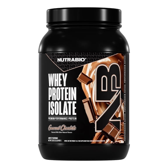 NutraBio Whey Protein Isolate, Whey Protein Powder Supplement, 2lb Gourmet Chocolate