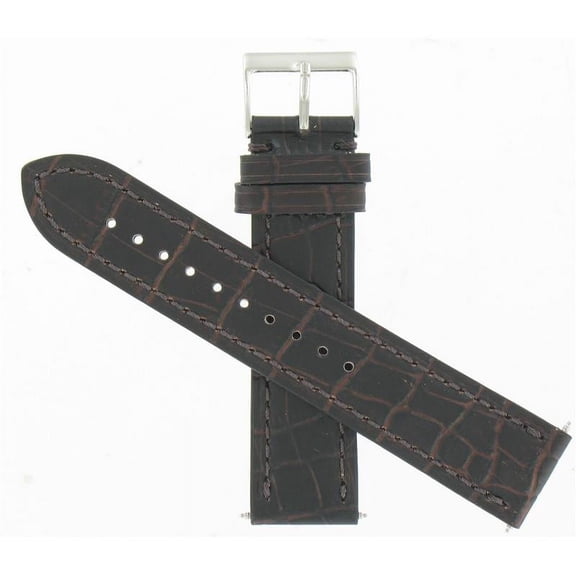 Alliance Chrono, 21mm, Dark Brown Leather, Regular Length, Silver Tone Buckle, Fits Model 241297  003680