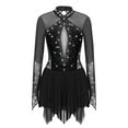 thumbnail image 4 of Aislor Women's Figure Ice Skating Layered Hollow Back Gymnastic Leotard Roller Skating Performance Dress Black XXL, 4 of 7
