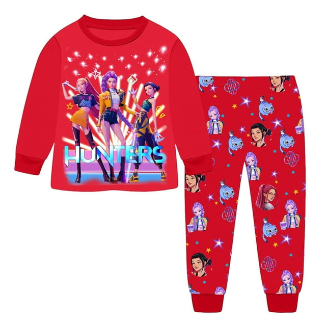 Pop Stars Demo-n Pajamas,HUNTR/X Rumi,Mire Zoeyy Kids Long Sleeve Pajamas,Family Matching Pajamas with Cartoon Print Soft Breathable Sleepwear for Nightwear
