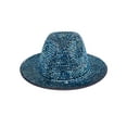 thumbnail image 2 of Top Headwear Fashion Bling Rhinestone Studded Wide Brim Womens  Fedora Panama Hat - Navy, 2 of 3