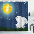 thumbnail image 1 of Ambesonne Bunny Shower Curtain, Thinking Staring at the Moon, 69"Wx84"L, Multicolor, 1 of 3