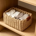 thumbnail image 6 of Wicker Baskets for Organizing, Recycled Paper Rope Storage Basket Container Bins for Shelves Bathroom Cupboards Drawer, Decorative Square Basket Organizer, 6 of 6