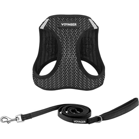 Voyager Step-In Air All Weather Mesh Harness & Reflective Dog Leash Combo w/ Neoprene Handle 5ft For Small to Large Breed Dogs Cute & Heavy Duty Best Pet Supplies- Gray 2Tone XS